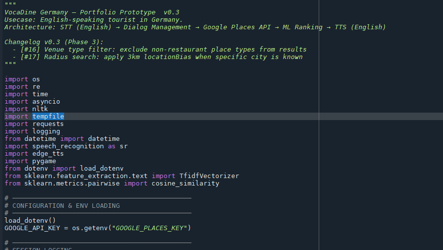 VocaDine Code